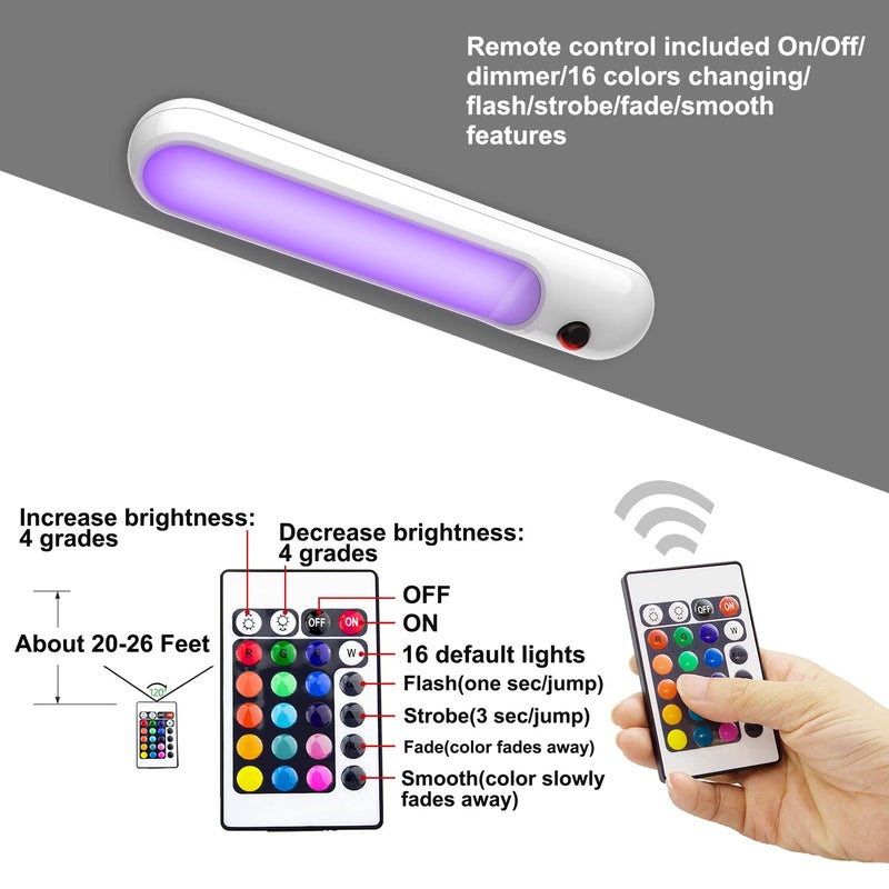 BIGLIGHT Wireless Battery Operated LED Table Top Night Light, Touch, Push Light, Remote Controlled, 16 Color Changing, Portable Stick on Tap Light for Closet Cabinet Counter Classroom - Image 3